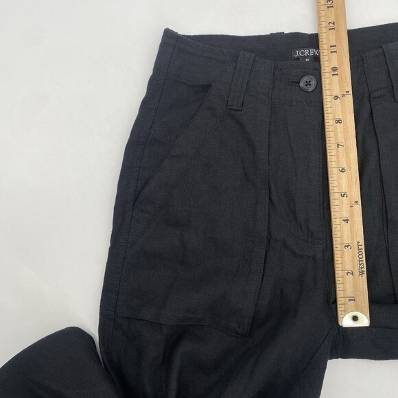 J. Crew Size 00 Seaside Cargo Pants Black High Waist Linen-TENCEL Lyocell Blend - Picture 9 of 16